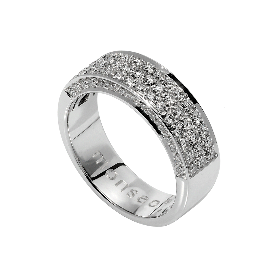 Anel ouro branco diamantes Monseo